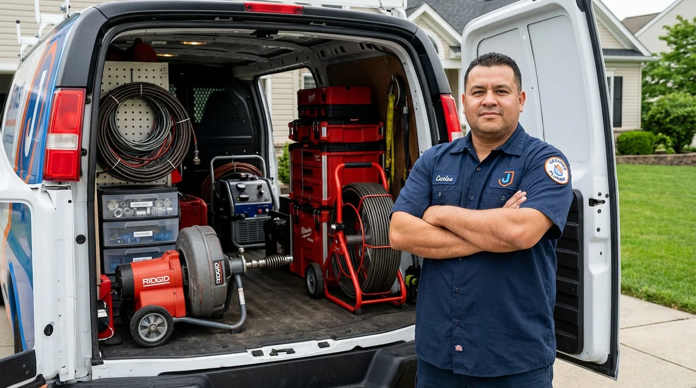Professional drain cleaning equipment and Johns Plumbing LLC plumber in Sterlington