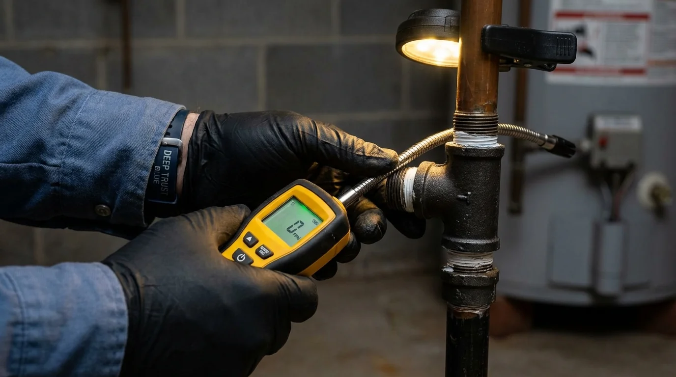 Gas leak detection with electronic sniffer by Johns Plumbing LLC in Sterlington